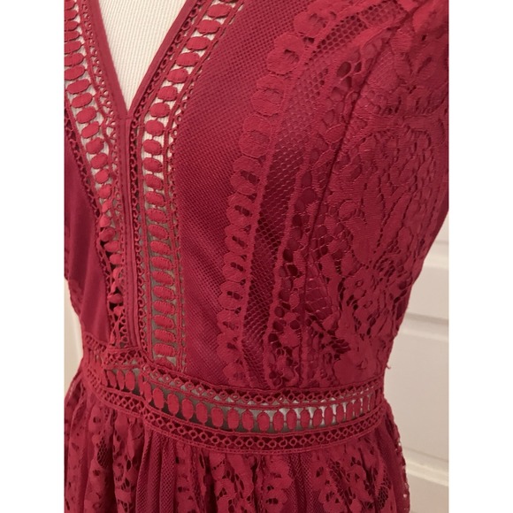 NWT Blencot  Maxi Dress Red Maroon‎ Lace Sz Small boho prairie cottagecore - Picture 7 of 14